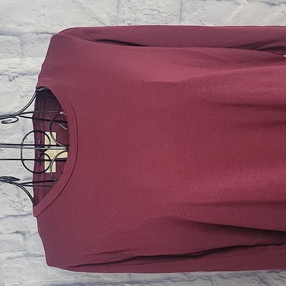 MICHAEL KORS Burgundy Logo Long Sleeves Oversized Women's Blouse Small - Picture 2 of 8